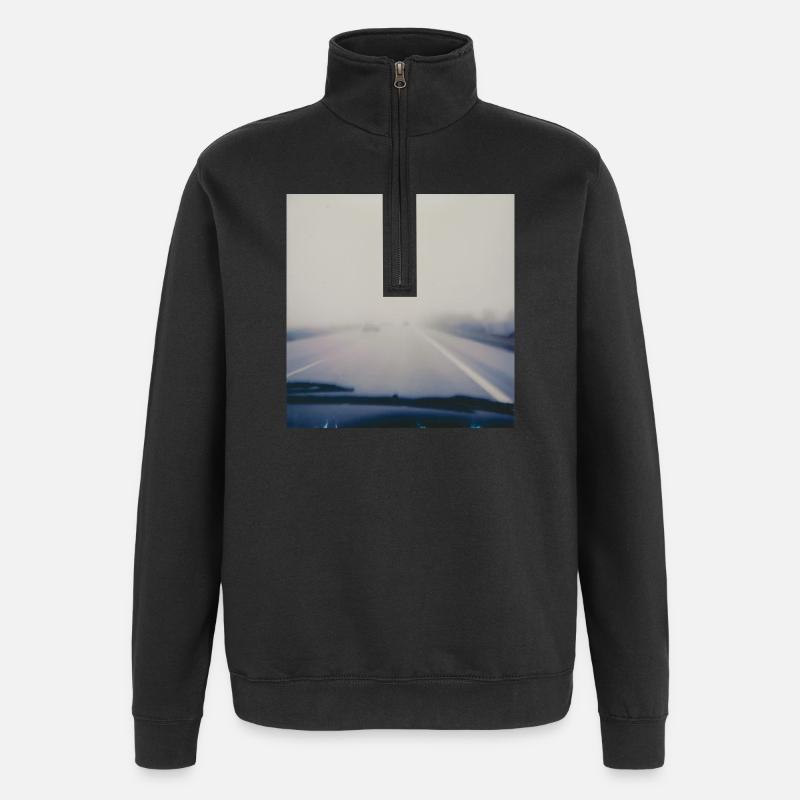 Travelling in grey - Quarter-Zip Sweatshirt - black