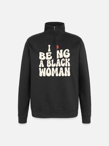Proud Black Woman Identity Statement - Quarter-Zip Sweatshirt - black