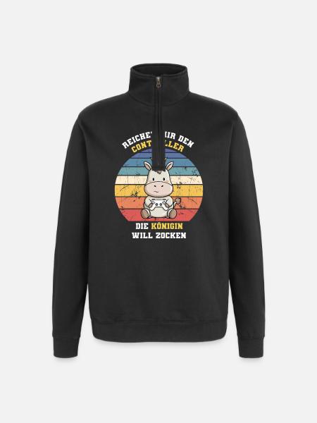 The queen wants to gamble - Quarter-Zip Sweatshirt - black