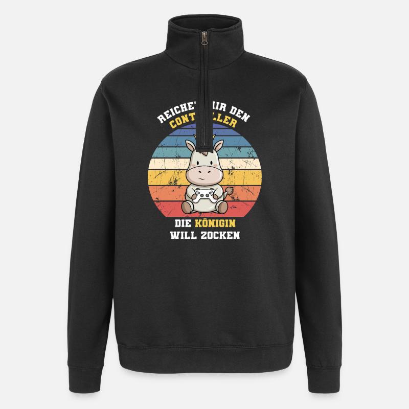 Zocken will die königin - Quarter-Zip-Sweatshirt - Schwarz