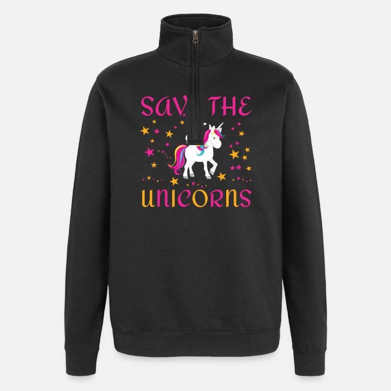 Sauvez les licornes - Sweat à zip 1/4 - noir