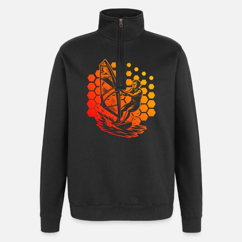 Modernes Windsurfing Artwork - Quarter-Zip-Sweatshirt - Schwarz