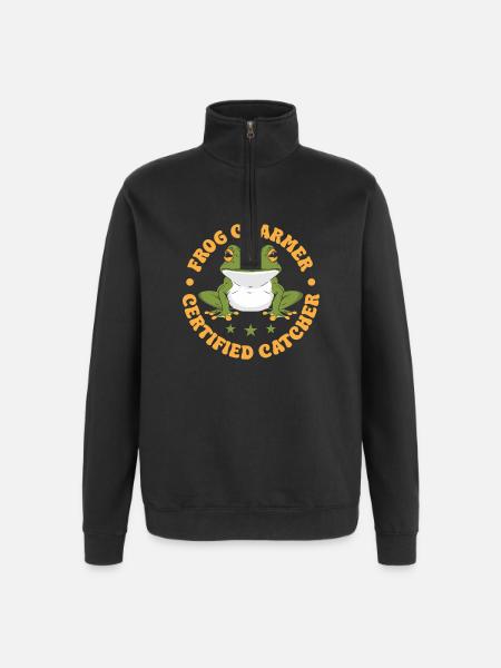 Frog Catcher Charmer Certified Frog - Quarter-Zip Sweatshirt - black