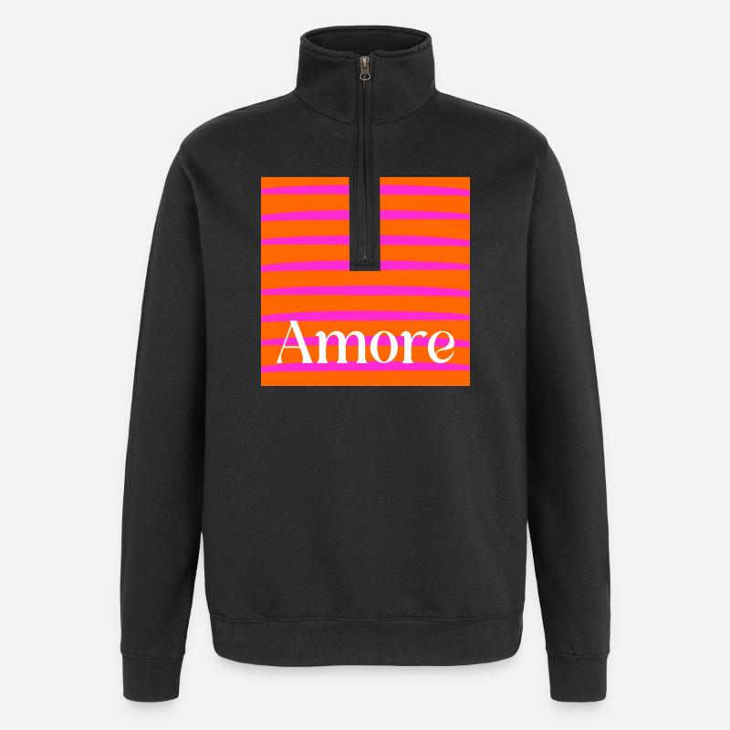 Bonne Saint-Valentin, mon amour - Sweat à zip 1/4 - noir