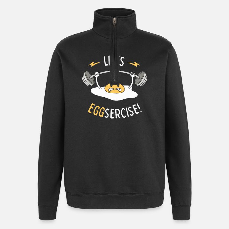 Lasst uns Eggsercise! - Quarter-Zip-Sweatshirt - Schwarz
