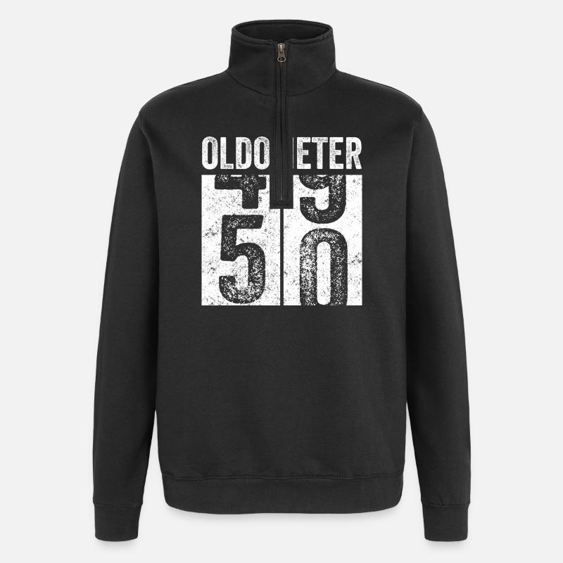 Oldometer 50 – Funny 50th Birthday - Quarter-Zip Sweatshirt - black