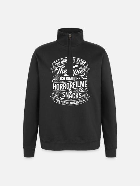 Horrorfilme & Snacks Kick - Quarter-Zip-Sweatshirt - Schwarz