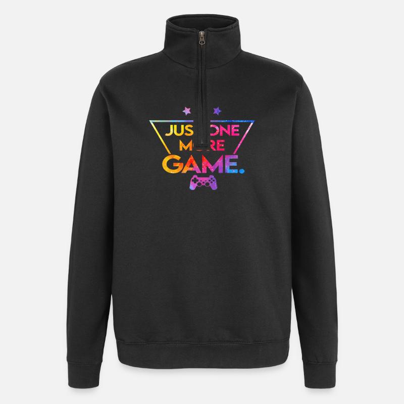 Just_one_more_game_-_star_ - Quarter-Zip Sweatshirt - black