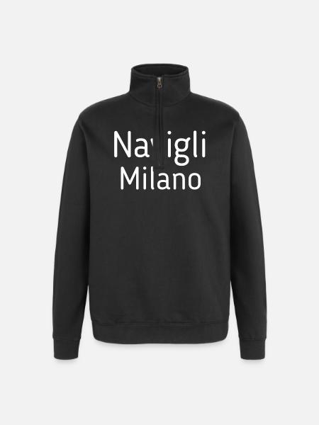 Milan Italy Navigli - Quarter-Zip Sweatshirt - black