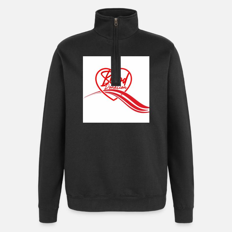 Herz-Logo der Blutspende - Quarter-Zip-Sweatshirt - Schwarz