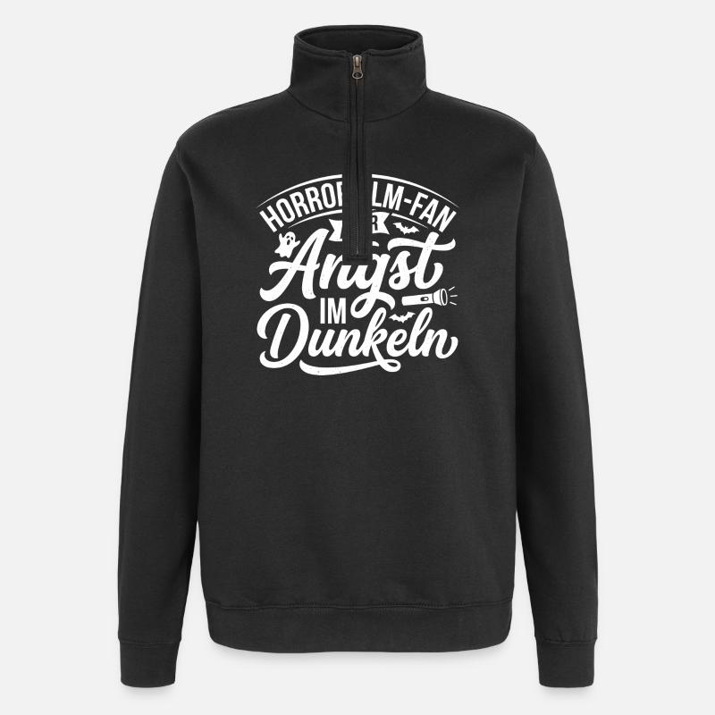 Angst im Dunkeln – Horrorfan - Quarter-Zip-Sweatshirt - Schwarz