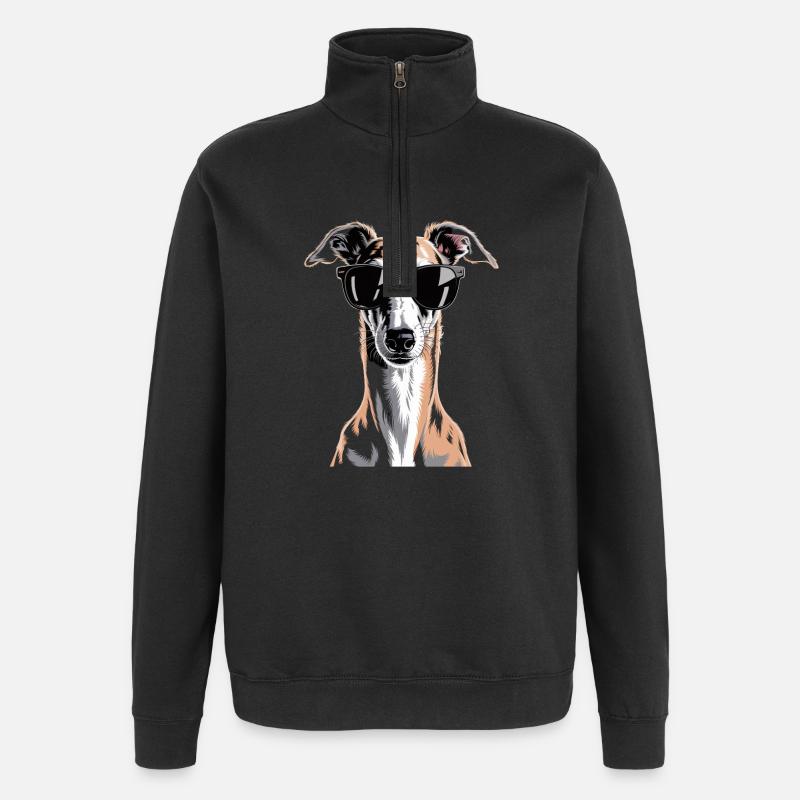 Lévrier Windhund - Sweat à zip 1/4 - noir