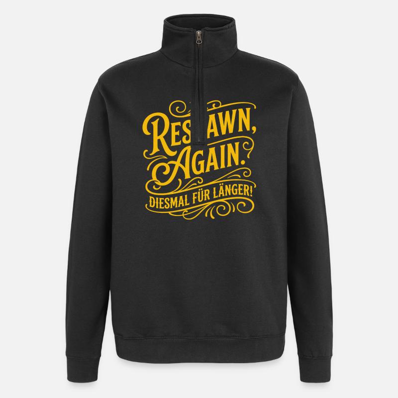 Respawn Again Gaming Spruch Design - Quarter-Zip-Sweatshirt - Schwarz