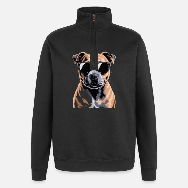 Staffordshire Bull Terrier - Sweat à zip 1/4 - noir