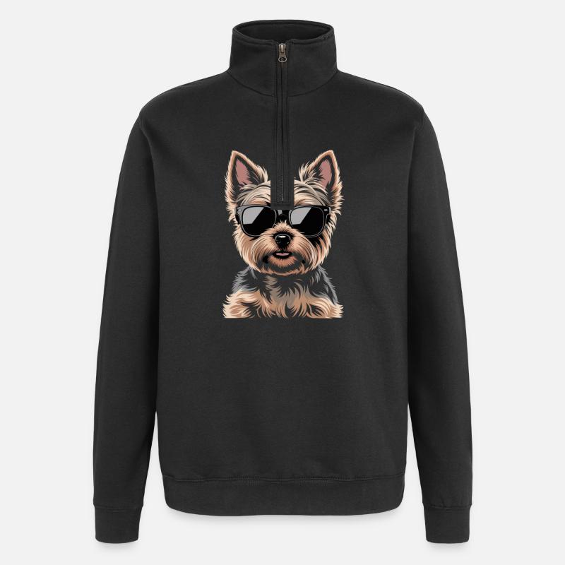 Yorkshire Terrier - Sweat à zip 1/4 - noir