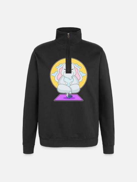 Elephant Yoga Fitness Meditation - Quarter-Zip Sweatshirt - black
