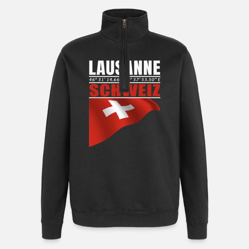 Lausanne - Sweat à zip 1/4 - noir