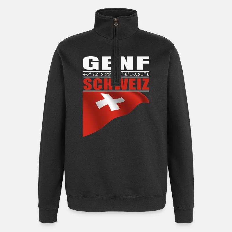 Genf - Quarter-Zip-Sweatshirt - Schwarz