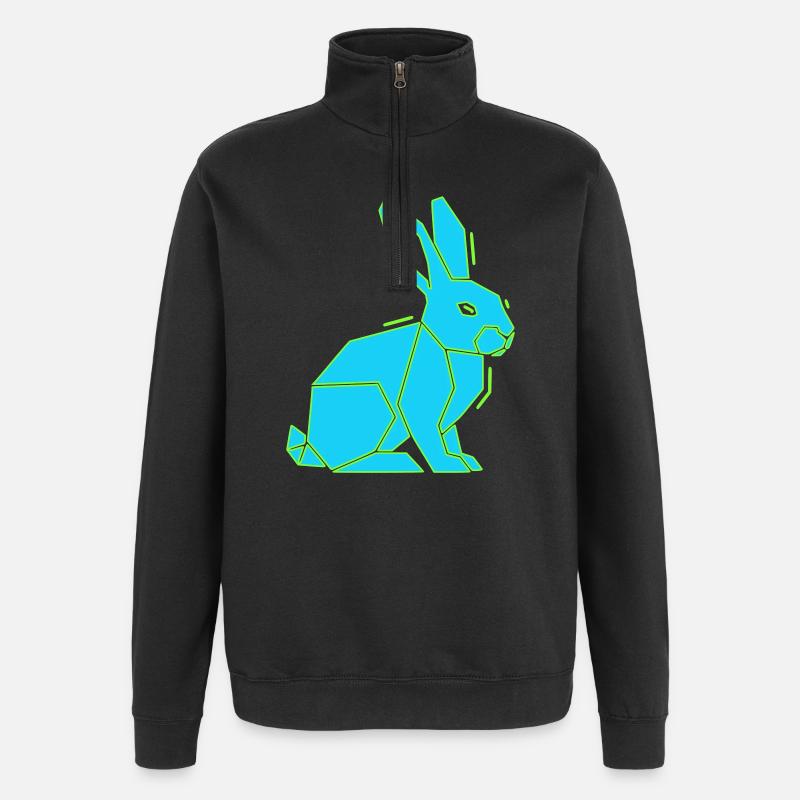 Geometric Bunny Low Poly Modern - Sweat à zip 1/4 - noir