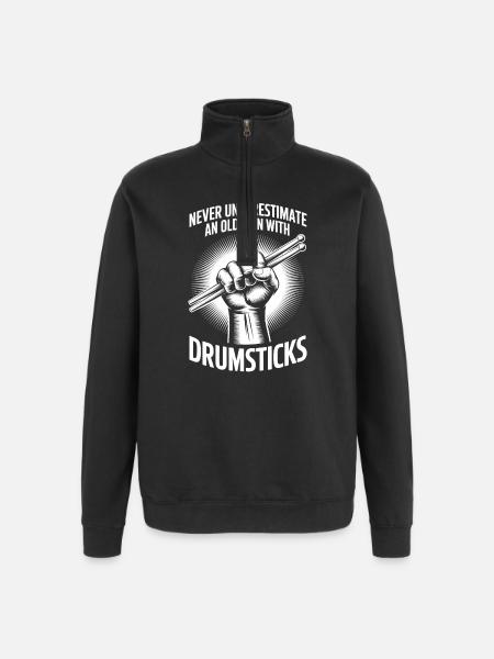 Drummer Saying Funny Drummer Gift - Quarter-Zip Sweatshirt - black