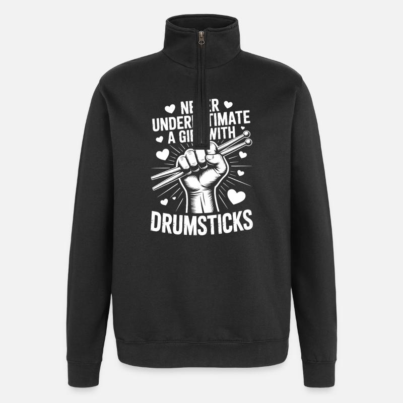 Drummer Saying Funny Drummer Gift - Quarter-Zip Sweatshirt - black