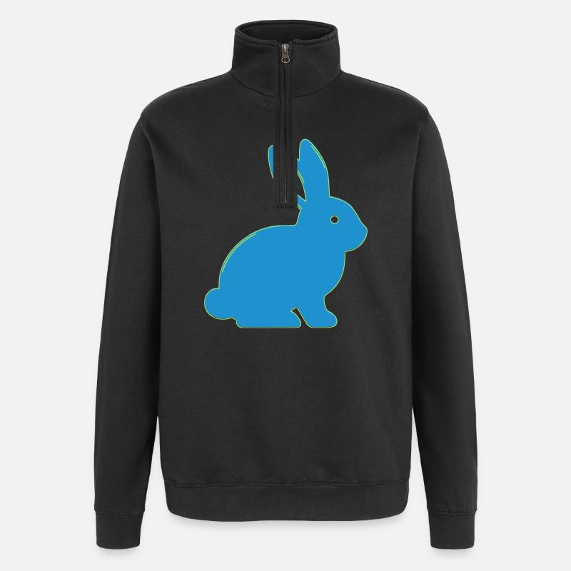 Neon Bunny Y2K Cute Vector - Quarter-Zip Sweatshirt - black