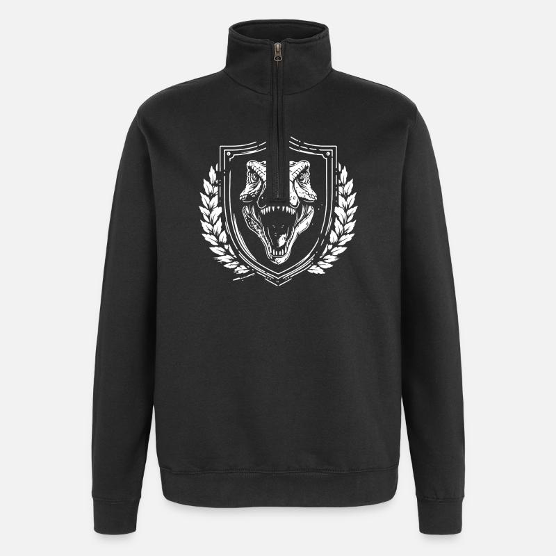 Blason du bouclier T-rex - Sweat à zip 1/4 - noir