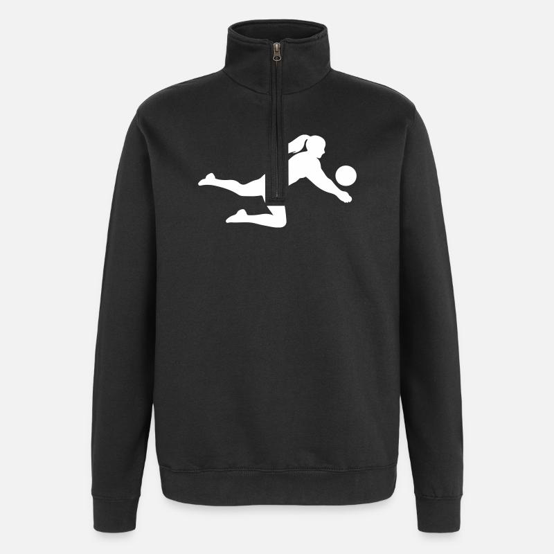 Volleyballerin Silhouette - Quarter-Zip-Sweatshirt - Schwarz