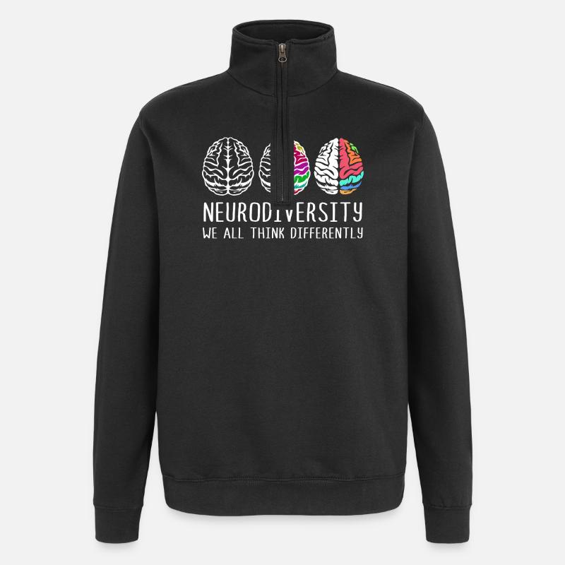 Neurodiversity Autism Brain ADHD Asperger - Quarter-Zip Sweatshirt - black
