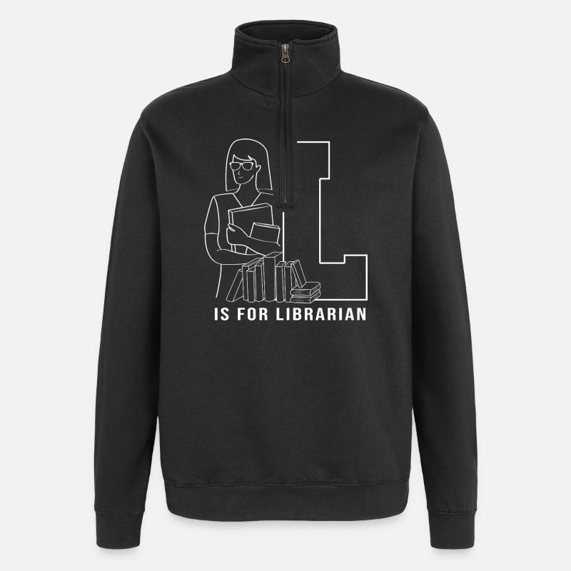 Bookworm Library Reading - Quarter-Zip Sweatshirt - black