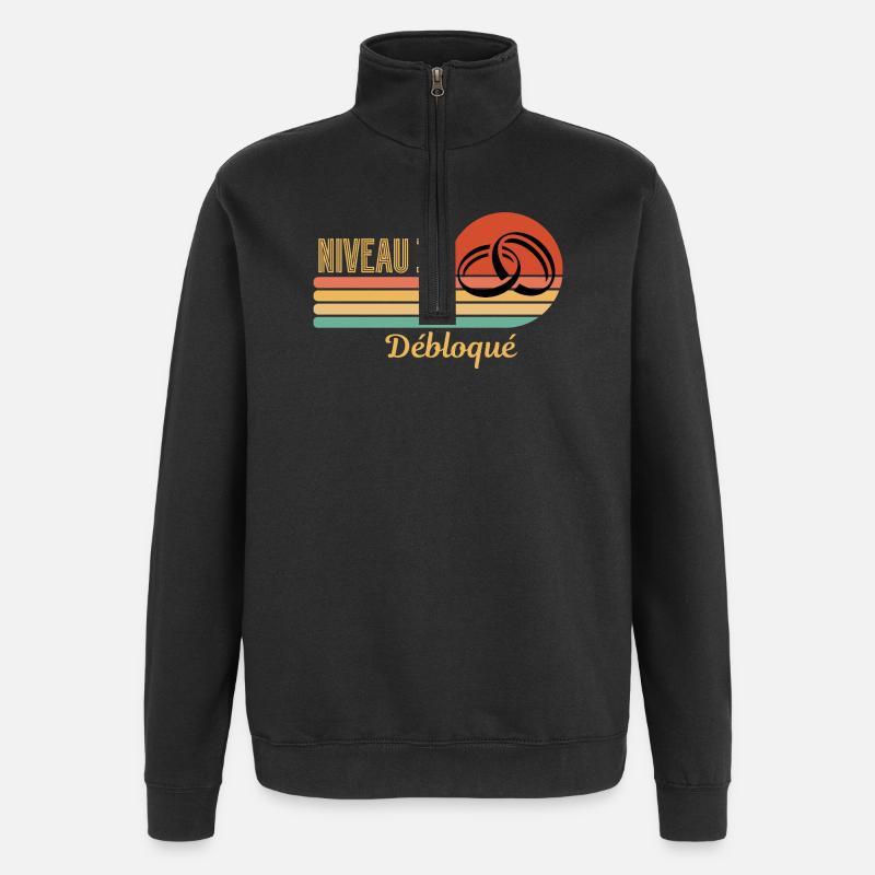 Niveau 15 débloqué design rétro graphique - Sweat à zip 1/4 - noir
