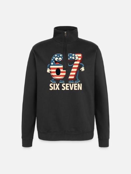 US Flag 67 Memes Six Seven - Quarter-Zip Sweatshirt - black
