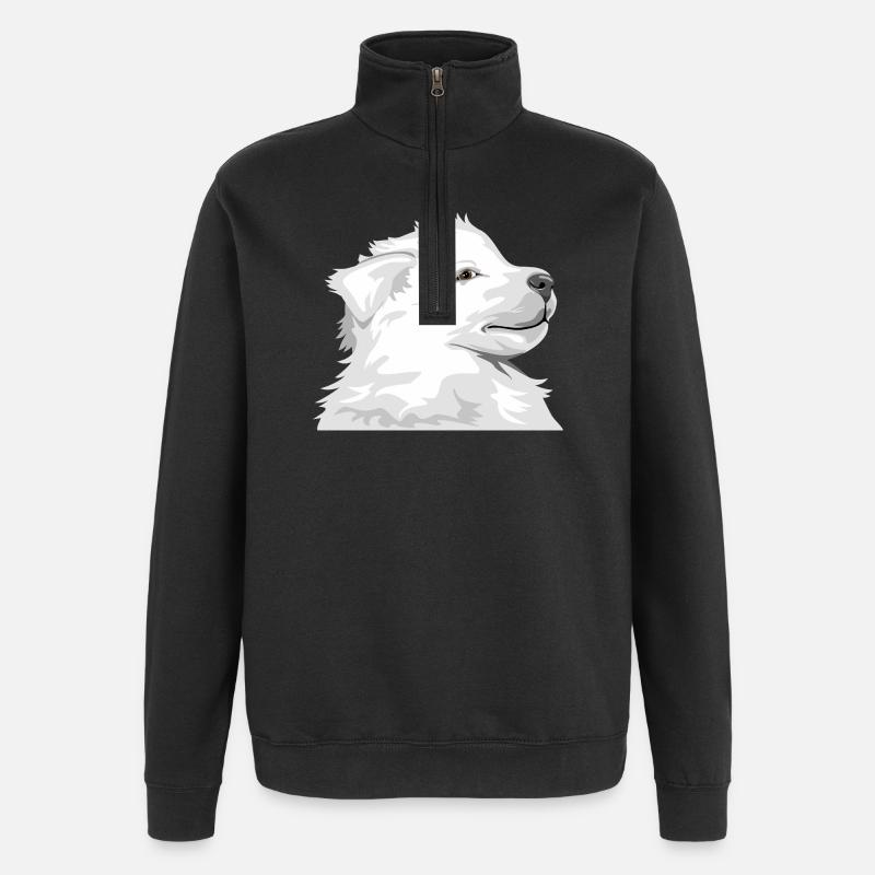Chiot blanc - Sweat à zip 1/4 - noir