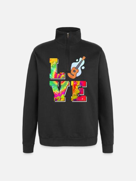 Hawaiian Ukulele Uke Tie Dye Love - Quarter-Zip Sweatshirt - black