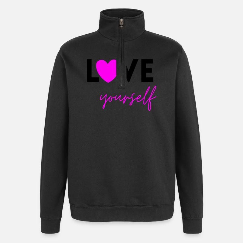AIME-TOI ROSE ! SENTIMENT D’AUTONOMISATION MENTALE - Sweat à zip 1/4 - noir
