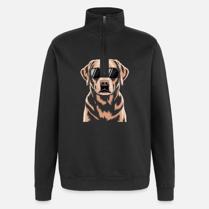 Brown Labrador - Quarter-Zip Sweatshirt - black