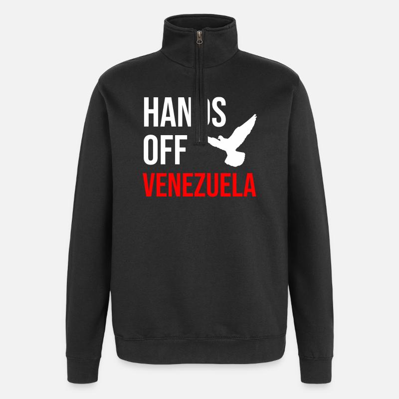 HANDS OFF VENEZUELA - Quarter-Zip Sweatshirt - black