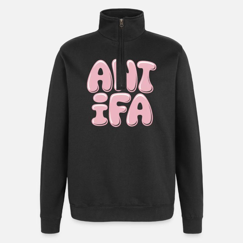 Antifa - Antifascist Merch - Quarter-Zip Sweatshirt - black