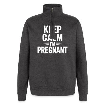 Keep Calm I'm Pregnant - Quarter-Zip Sweatshirt - charcoal grey - Front - AI Model Female 172 light (172cm) & AI Model Male 178 dark (178cm)