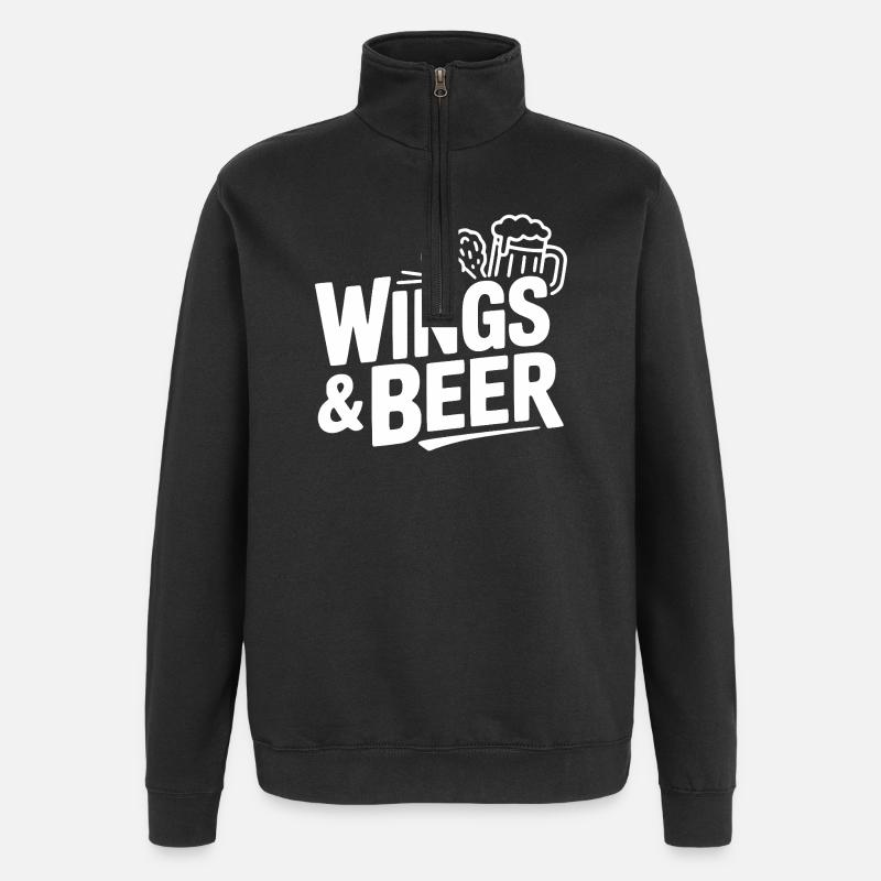 Wings and Beer - Quarter-Zip Sweatshirt - black