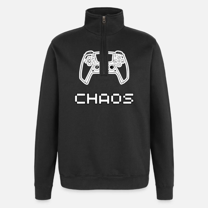 Controlled Chaos – Gaming Controller Chaos Design - Quarter-Zip-Sweatshirt - Schwarz