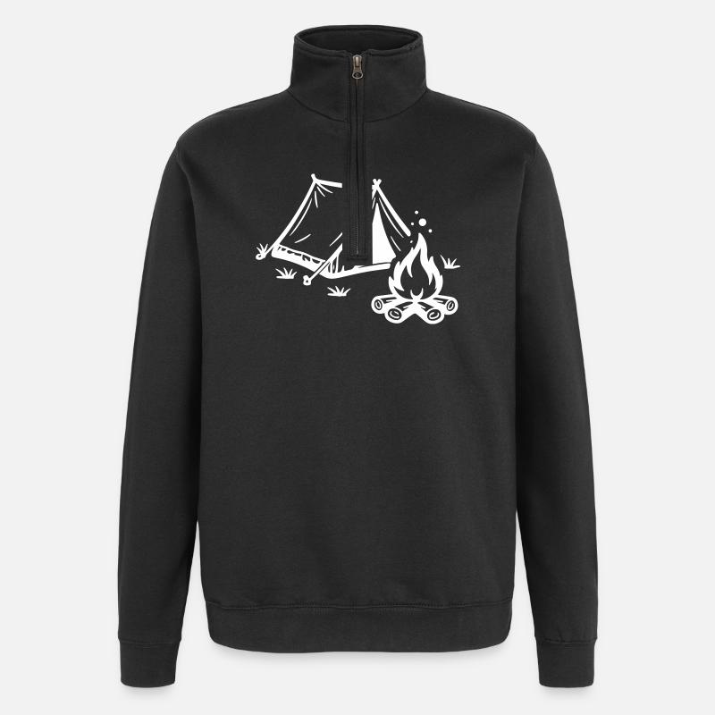Tent Campfire Camping - Quarter-Zip Sweatshirt - black