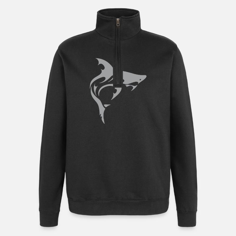 Requin - Sweat à zip 1/4 - noir