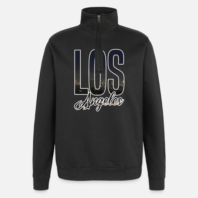 Los Angeles Skyline Lettering - Quarter-Zip Sweatshirt - black