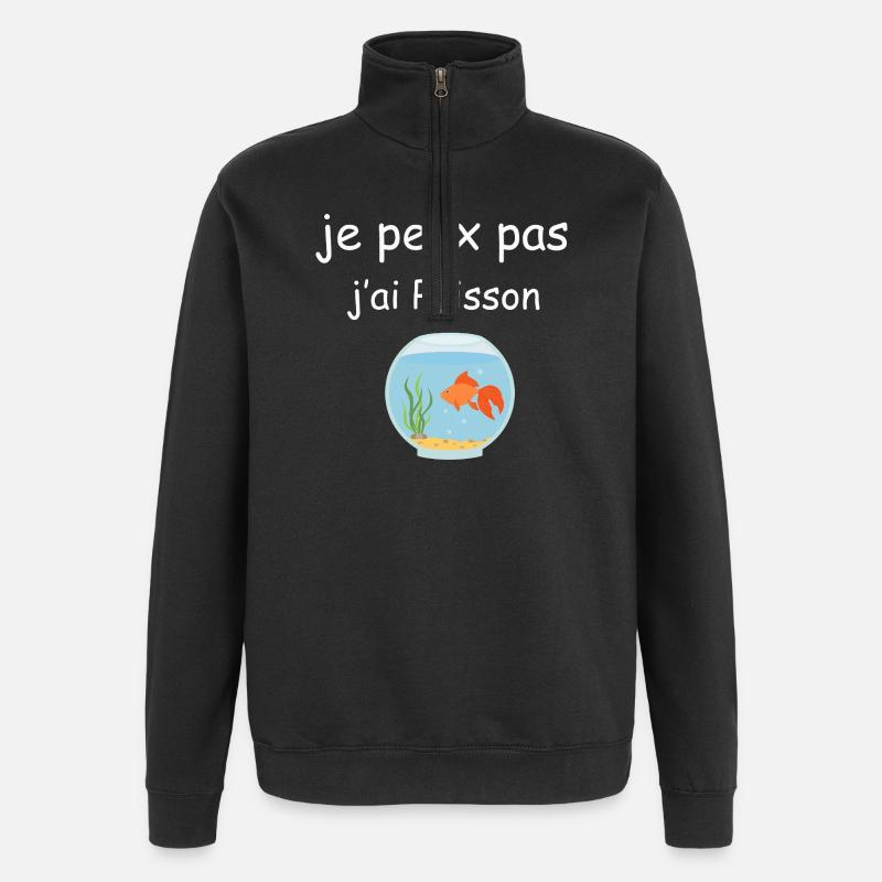 Ich kann keinen Fisch essen - Quarter-Zip-Sweatshirt - Schwarz