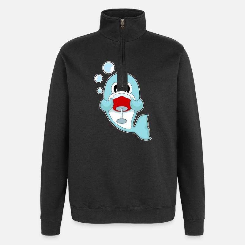 Delfin Rotwein - Quarter-Zip-Sweatshirt - Schwarz