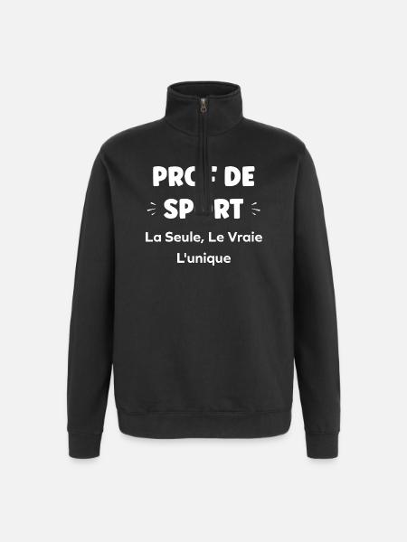 Sports teacher: true uniqueness - Quarter-Zip Sweatshirt - black
