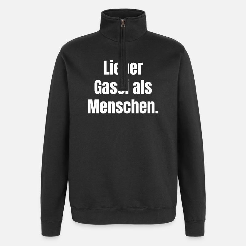 Lieber Gassi als Menschen Spruch - Quarter-Zip-Sweatshirt - Schwarz