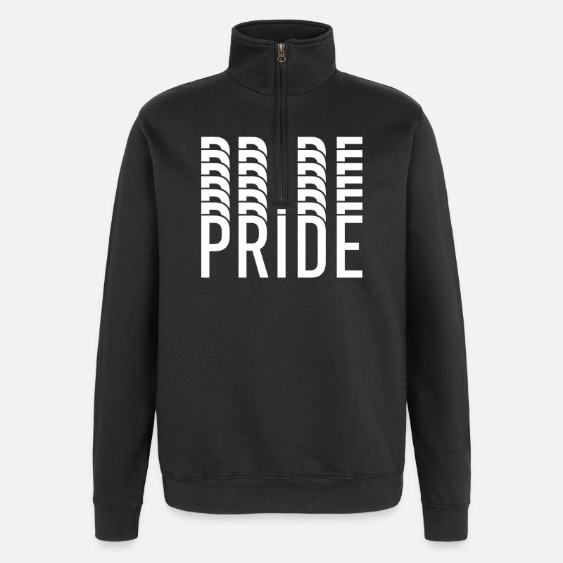 Pride-Typografie in Farbclustern - Quarter-Zip-Sweatshirt - Schwarz