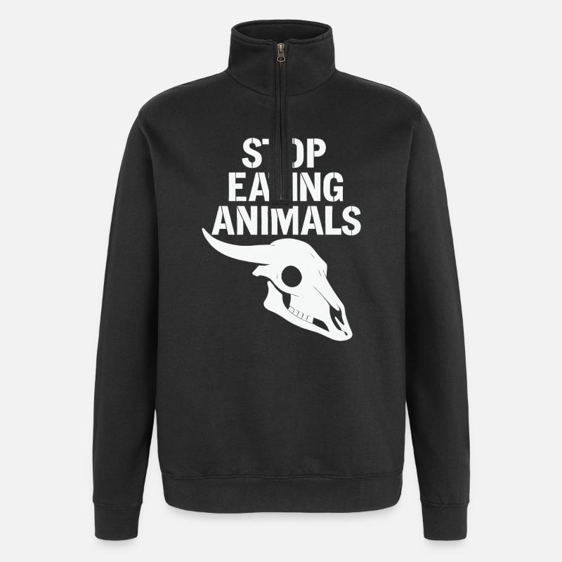 Stop Eating Animals – Tierleben schützen - Quarter-Zip-Sweatshirt - Schwarz